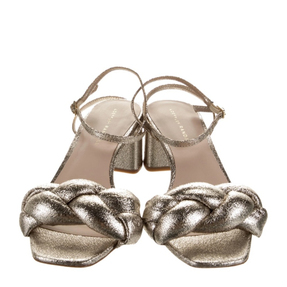 Loeffler Randall Avril Penny Braided Heels silver sz 9.5 - Picture 6 of 8